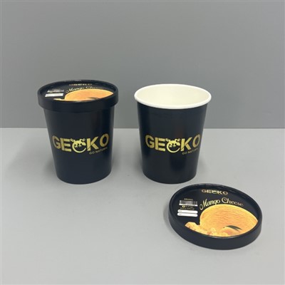 500 ml 16 unces saldējuma papīra tvertnes ar papīra vākiem